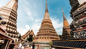 Stupas and tourists in Thailand